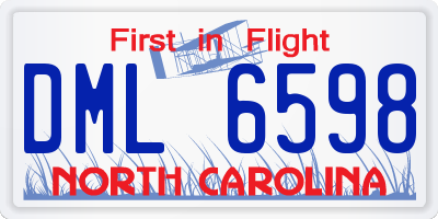 NC license plate DML6598