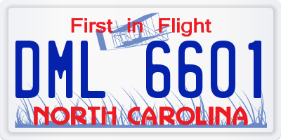 NC license plate DML6601
