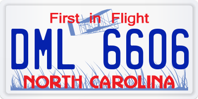 NC license plate DML6606