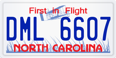 NC license plate DML6607