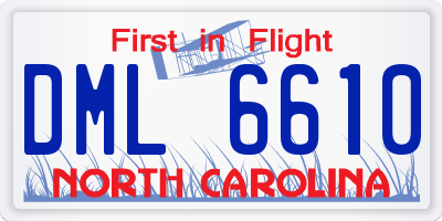 NC license plate DML6610