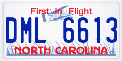 NC license plate DML6613