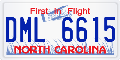 NC license plate DML6615