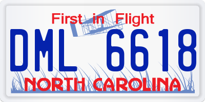 NC license plate DML6618