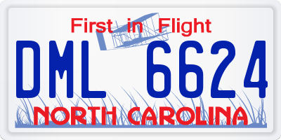 NC license plate DML6624