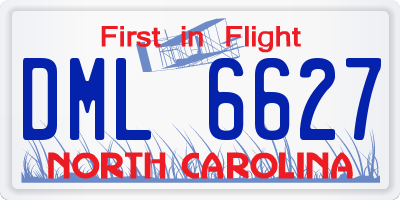 NC license plate DML6627