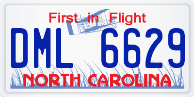 NC license plate DML6629