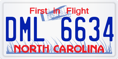 NC license plate DML6634