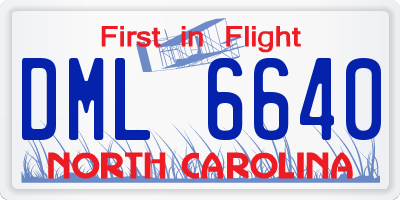 NC license plate DML6640