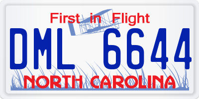 NC license plate DML6644