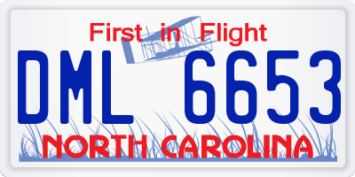 NC license plate DML6653