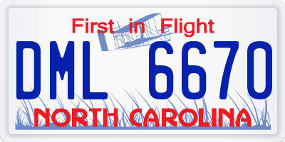 NC license plate DML6670