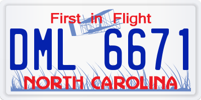 NC license plate DML6671