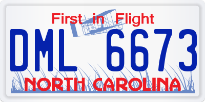 NC license plate DML6673