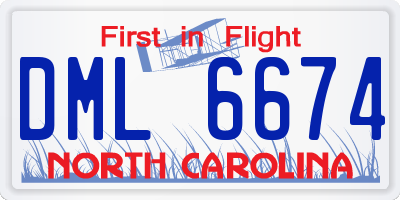 NC license plate DML6674