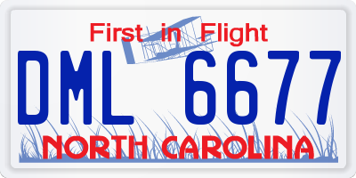 NC license plate DML6677