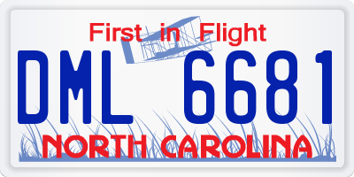 NC license plate DML6681