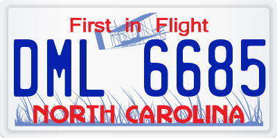 NC license plate DML6685
