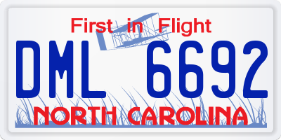 NC license plate DML6692