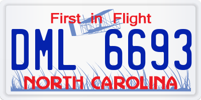 NC license plate DML6693