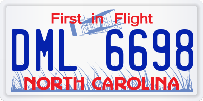 NC license plate DML6698