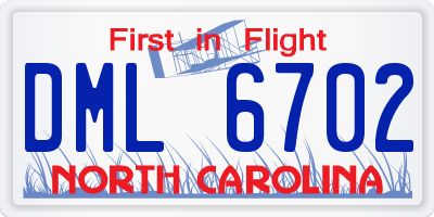NC license plate DML6702