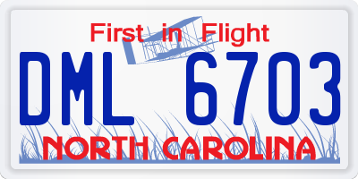 NC license plate DML6703