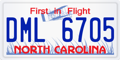 NC license plate DML6705