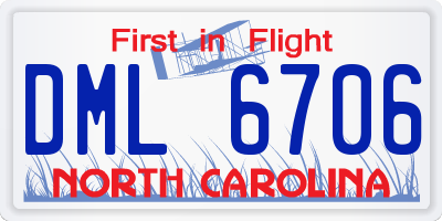 NC license plate DML6706