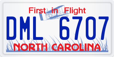 NC license plate DML6707