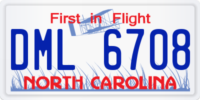 NC license plate DML6708