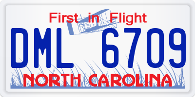 NC license plate DML6709