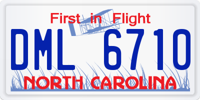 NC license plate DML6710