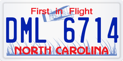 NC license plate DML6714