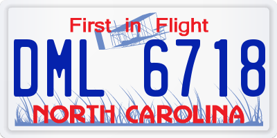 NC license plate DML6718