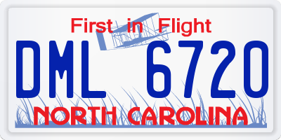 NC license plate DML6720