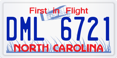 NC license plate DML6721