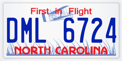 NC license plate DML6724