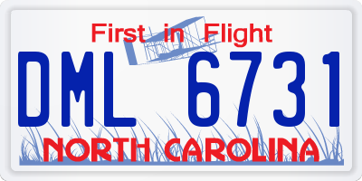 NC license plate DML6731