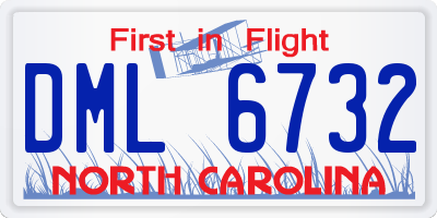 NC license plate DML6732