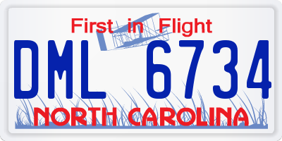 NC license plate DML6734