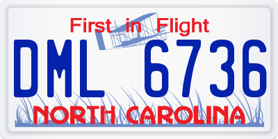 NC license plate DML6736
