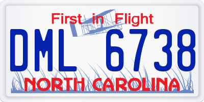 NC license plate DML6738