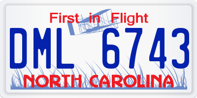 NC license plate DML6743