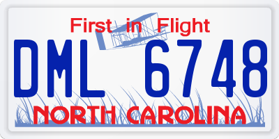 NC license plate DML6748