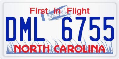 NC license plate DML6755
