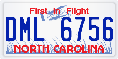 NC license plate DML6756