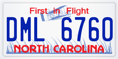 NC license plate DML6760