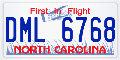 NC license plate DML6768