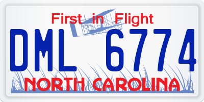 NC license plate DML6774